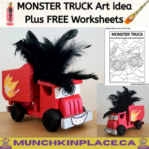 Monster Truck Art Idea PLUS Free Monster Truck Colouring Pages and Worksheets