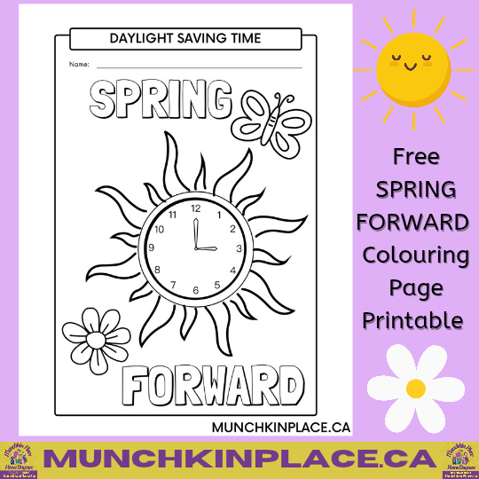 Spring Forward Colouring Page Free Printable