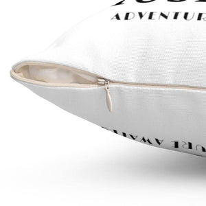 Muskoka Adventure Awaits 14 by14 inch Square Pillow White - Munchkin Place Shop 