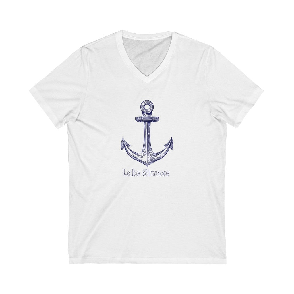 Lake Simcoe Anchor Unisex Jersey Short Sleeve V-Neck Tee