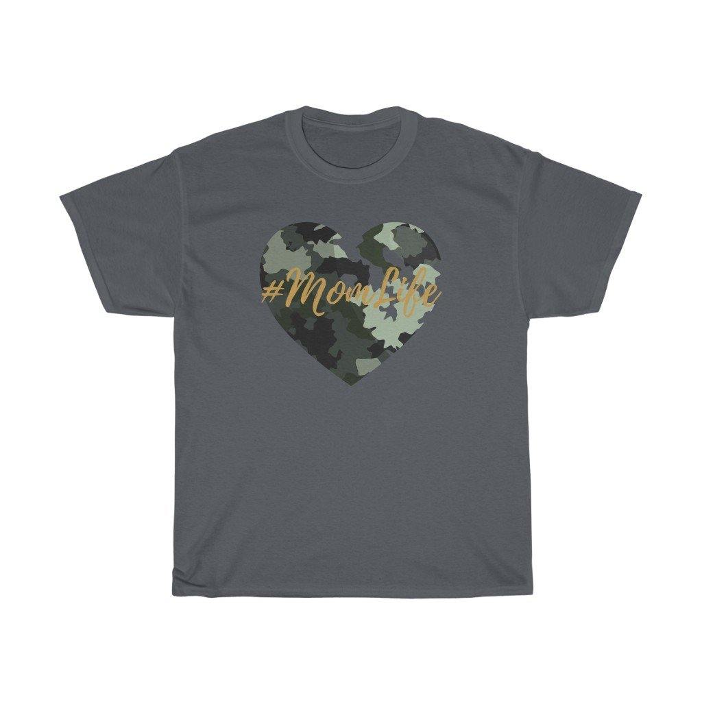 Mom Life Camo Heart Heavy Cotton Tee - Munchkin Place Shop 