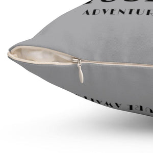 Muskoka Adventure Awaits 14 by14 inch Square Pillow Pewter - Munchkin Place Shop 