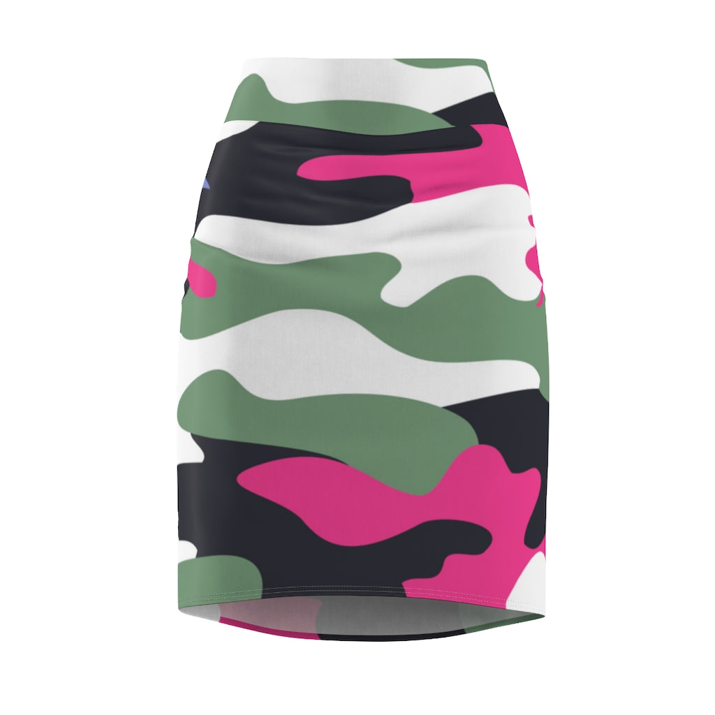 ICONIC Pink and Green CamoWomen's Pencil Skirt