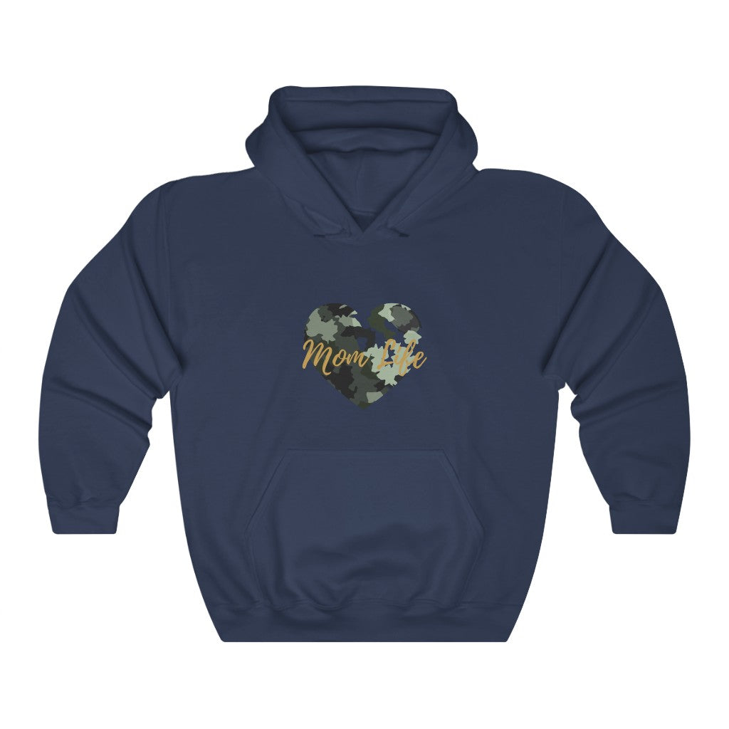 Mom Life ™ Camo Heart Hooded Sweatshirt