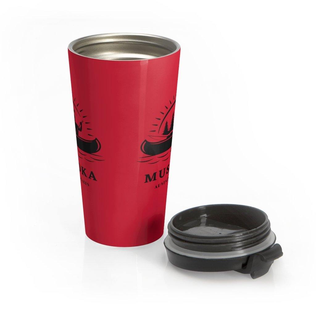 Muskoka Adventure Awaits Red Stainless Steel Travel Mug - Munchkin Place Shop 