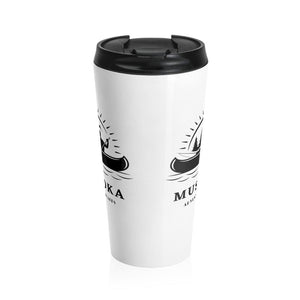 Muskoka Adventure Awaits White Stainless Steel Travel Mug - Munchkin Place Shop 