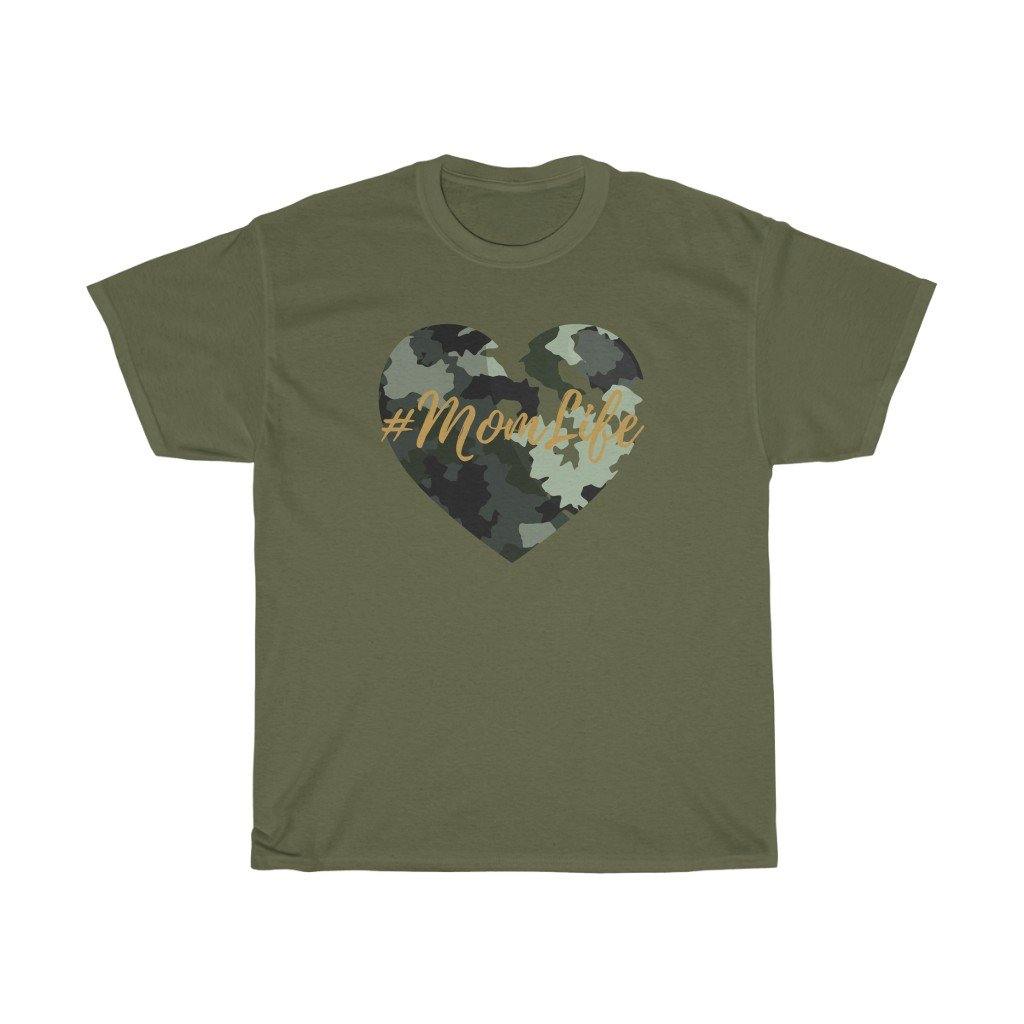 Mom Life Camo Heart Heavy Cotton Tee - Munchkin Place Shop 