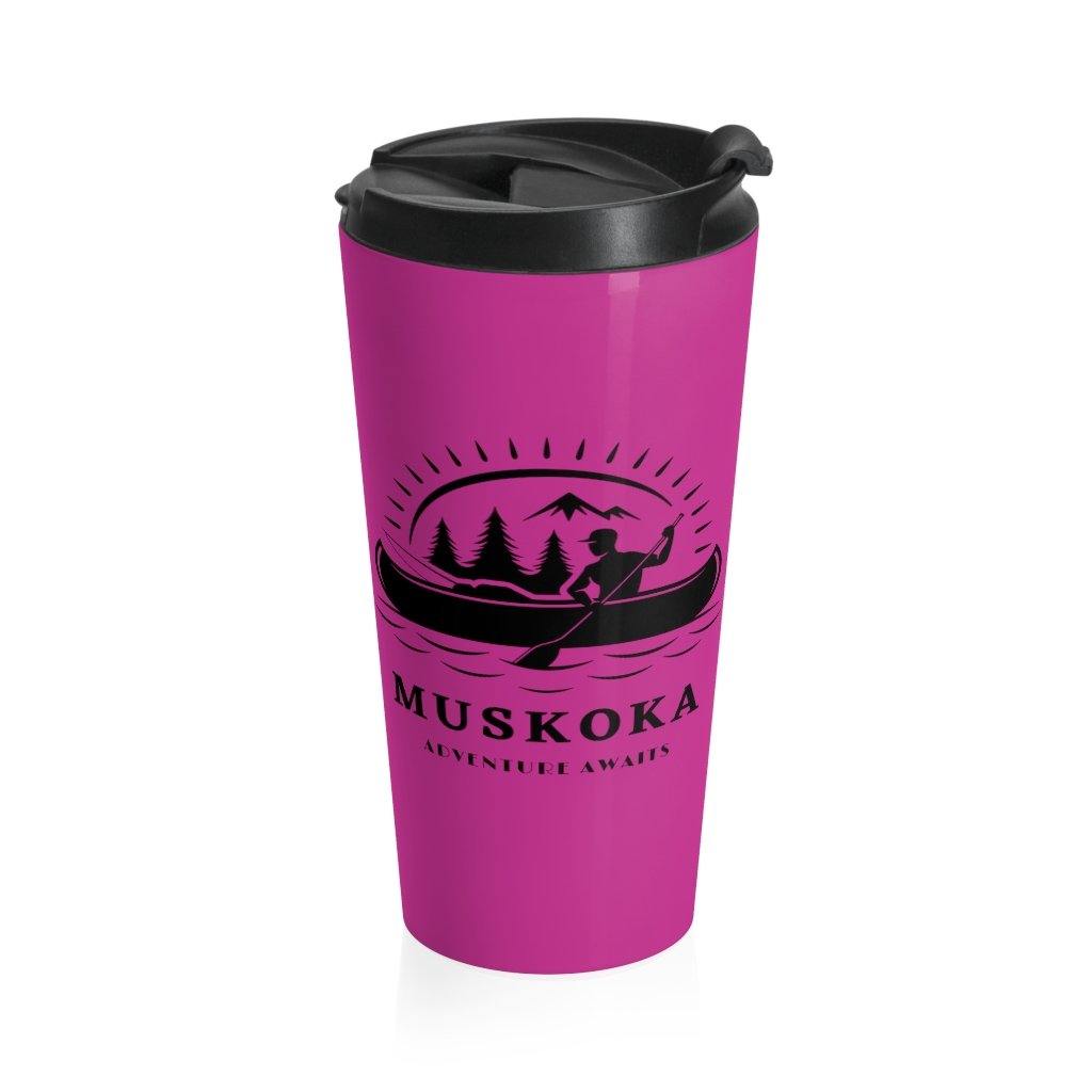 Muskoka Adventure Awaits Hot Pink Stainless Steel Travel Mug - Munchkin Place Shop 