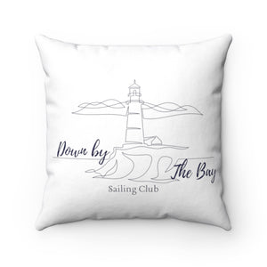 Down By The Bay Sailing Club Square Pillow in White