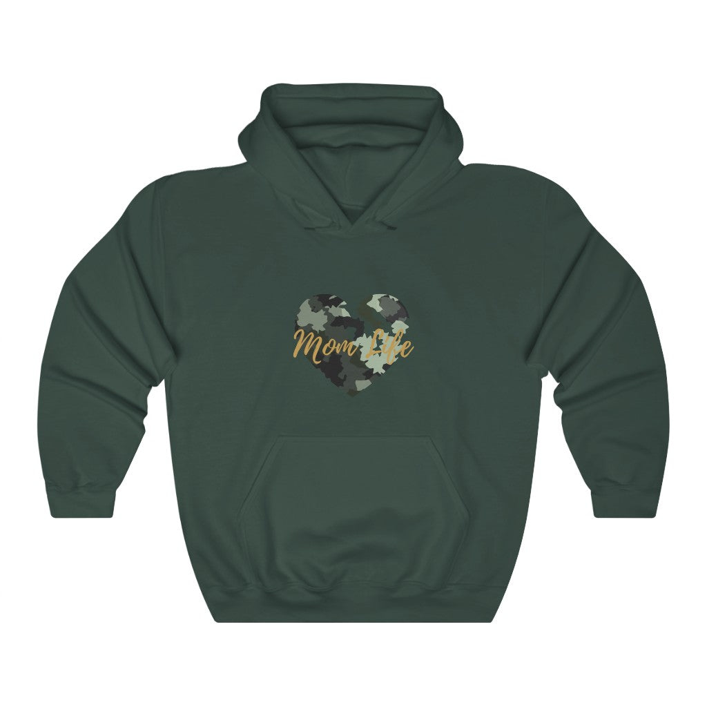 Mom Life ™ Camo Heart Hooded Sweatshirt