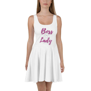 Boss Lady Skater Dress White Fabric - Munchkin Place Shop 