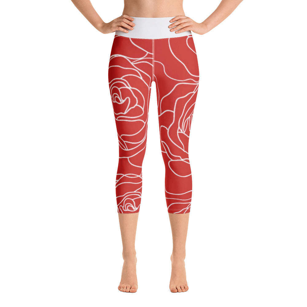 Rose Yoga Capri Leggings