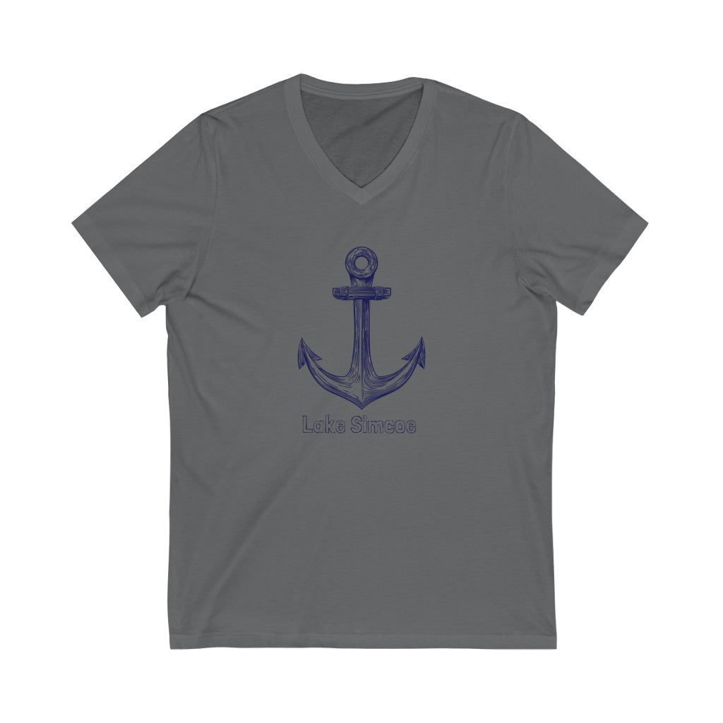 Lake Simcoe Anchor Unisex Jersey Short Sleeve V-Neck Tee