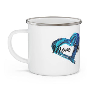 Mom Life Open Blue Heart Enamel Camping Mug - Munchkin Place Shop 