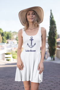 Lake Simcoe Anchor White Skater Dress