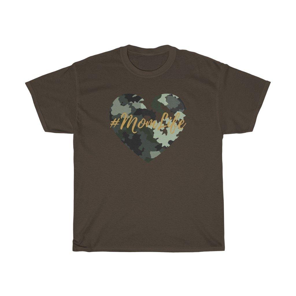 Mom Life Camo Heart Heavy Cotton Tee - Munchkin Place Shop 