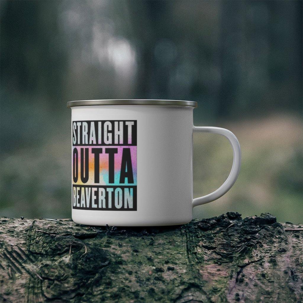 Straight Outta Beaverton Rainbow Enamel Camping Mug - Munchkin Place Shop 