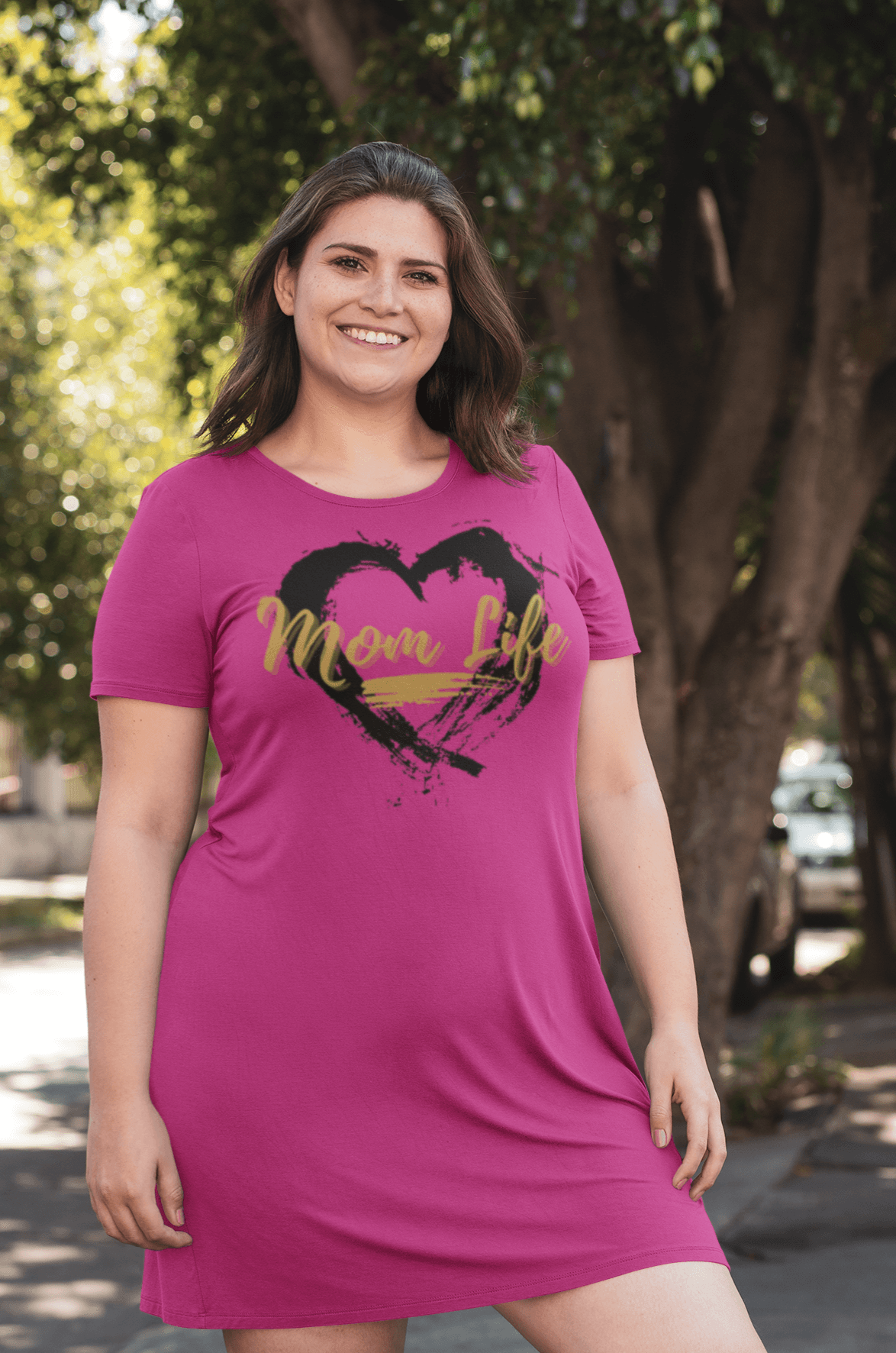 Mom Life Hot Pink and Black Nightgown - Munchkin Place Shop 